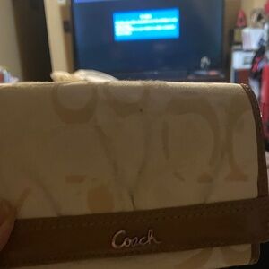 Coach Cream and Brown Wallet